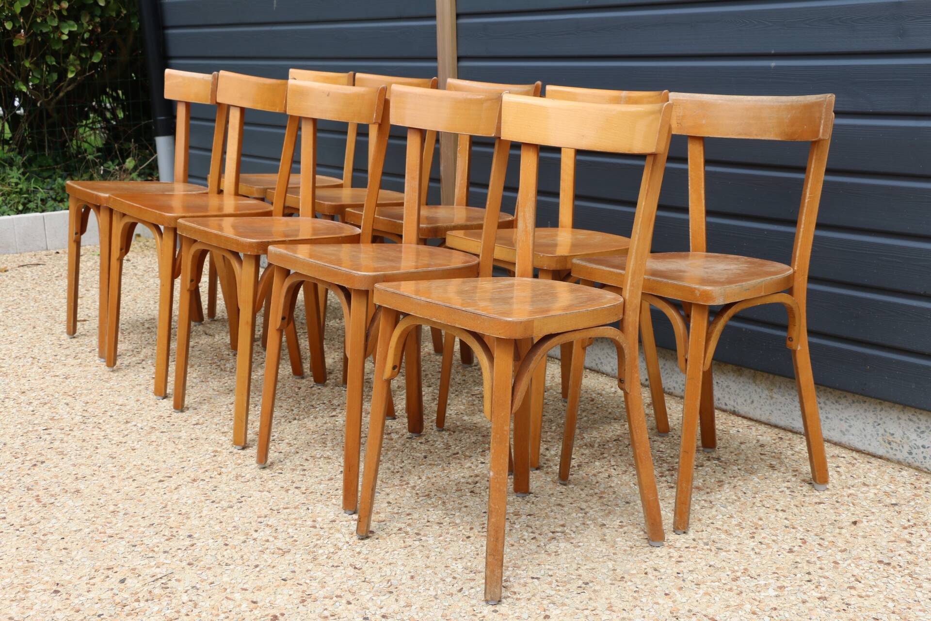 10 BAUMANN chairs N°18 light beech