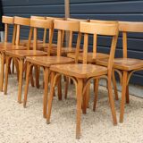 10 BAUMANN chairs N°18 light beech