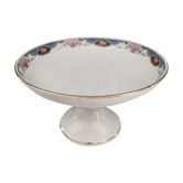 Compotier, cake display in earthenware Digoin Sarreguemines frieze baskets of roses