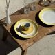 Set of 2 large plates with yellow rim, brand 12.