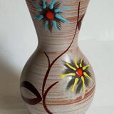 German ceramic vase west-germany with two flowers model n°1256