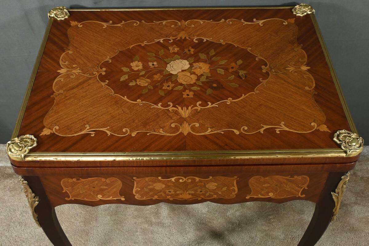 Mahogany Games Table, Louis XV/Louis XVI Transition Style – Late 19th Century