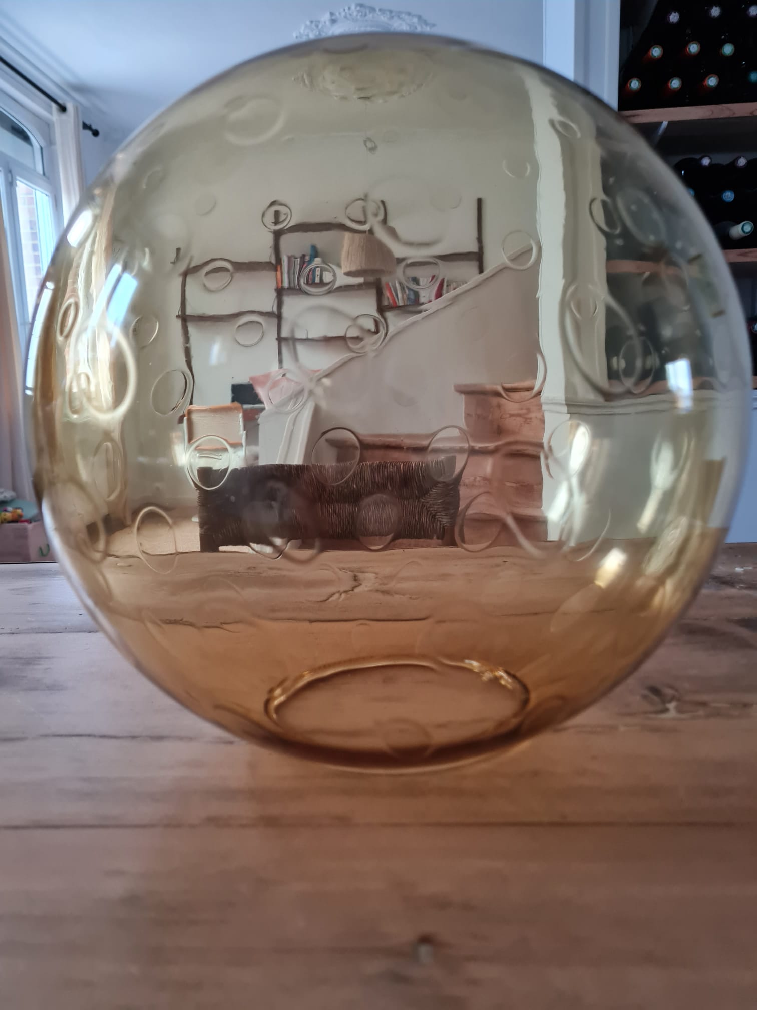 Suspension globe glass smokes amber bubble Peill & Putzler space age