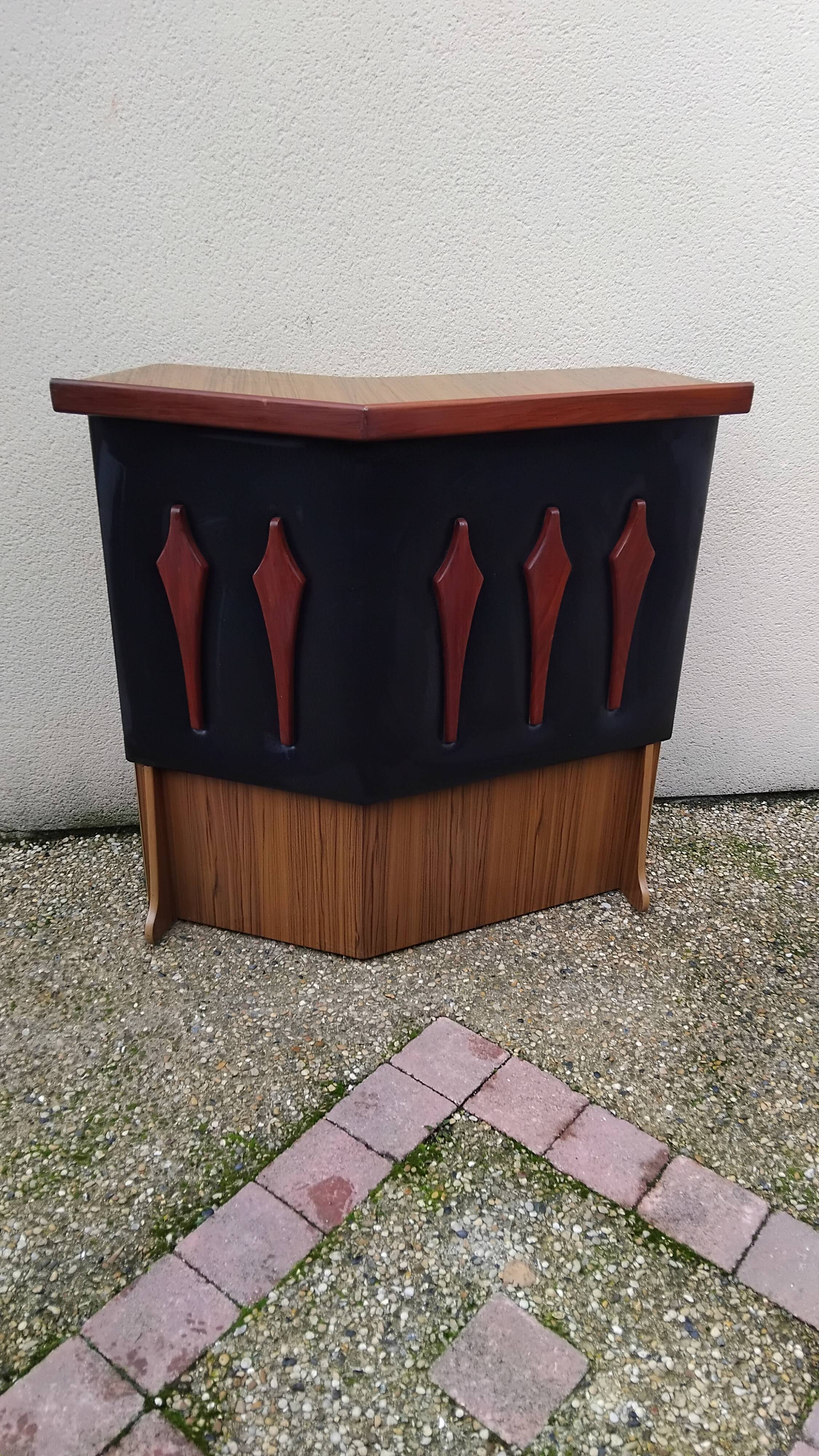 Vintage Scandinavian teak faux formica bar