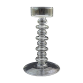 Bougeoir vintage en verre transparent soufflé à la bouche
