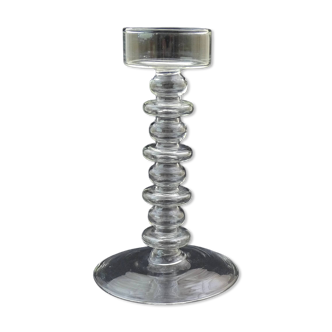 Vintage candlestick in mouth-blown clear glass
