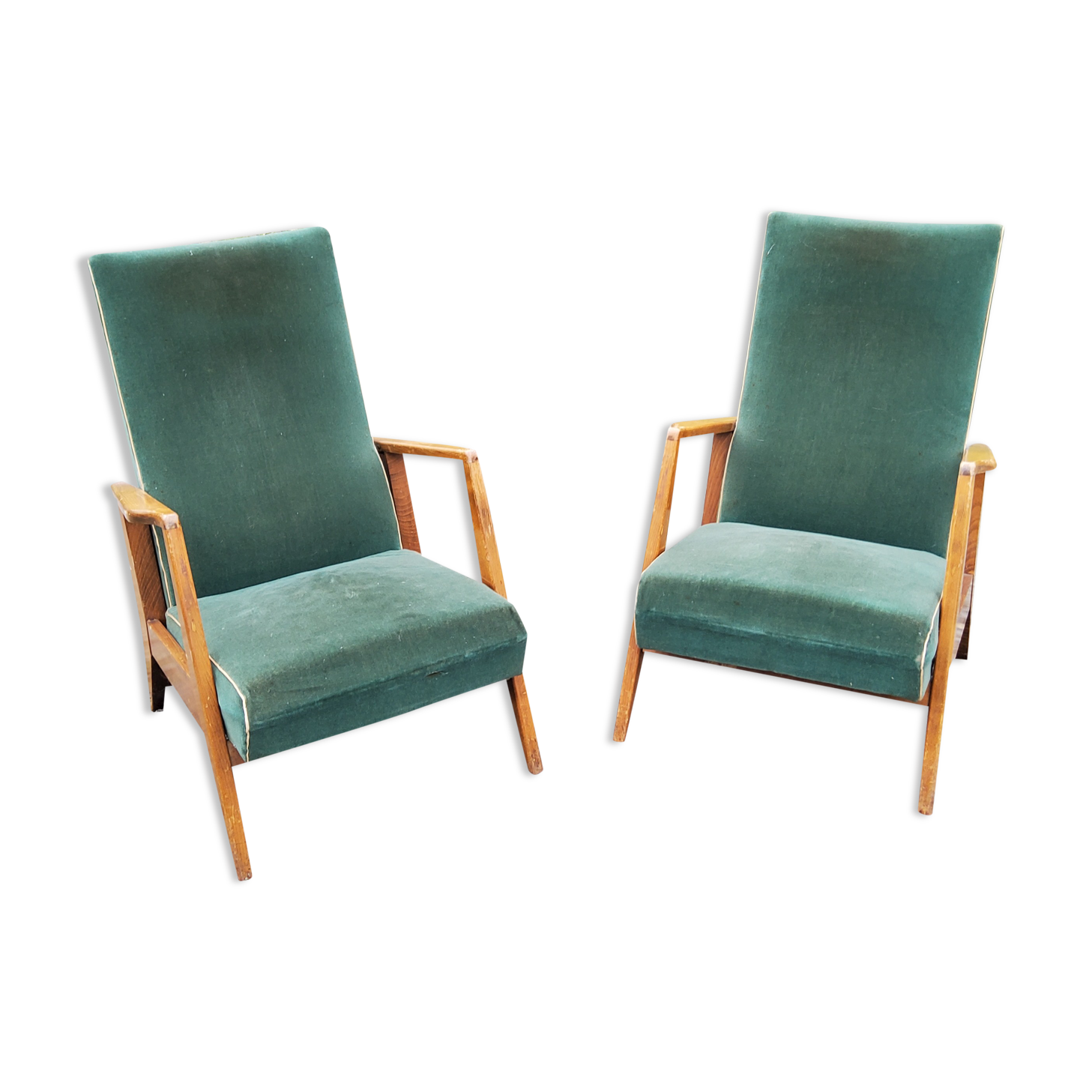 Paire de fauteuils des années 50 GMC pieds compas