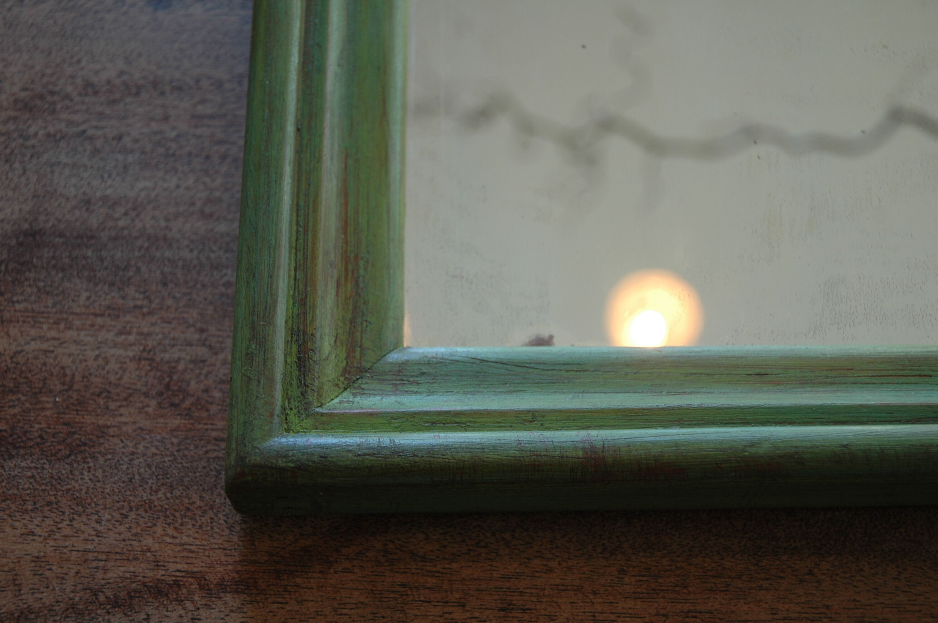 Mirror old wood green 28x34cm