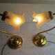 duo de lampe de table en métal doré