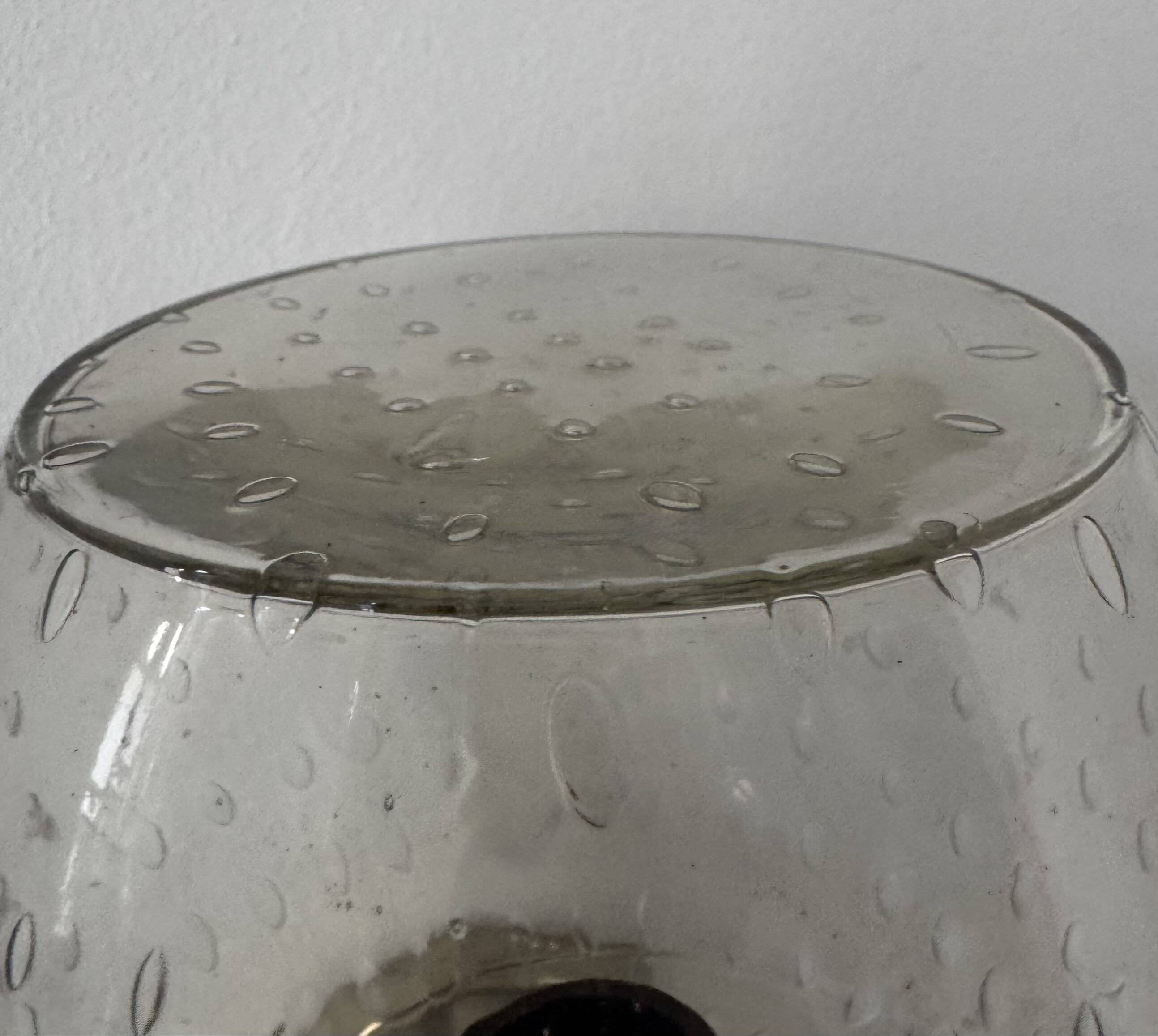 Pair of vintage wall lights, chromed metal and bubbled glass, France, 1960