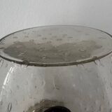 Pair of vintage wall lights, chromed metal and bubbled glass, France, 1960