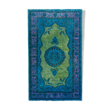 Handmade vintage turkish 1980s 188 cm x 320 cm blue rug