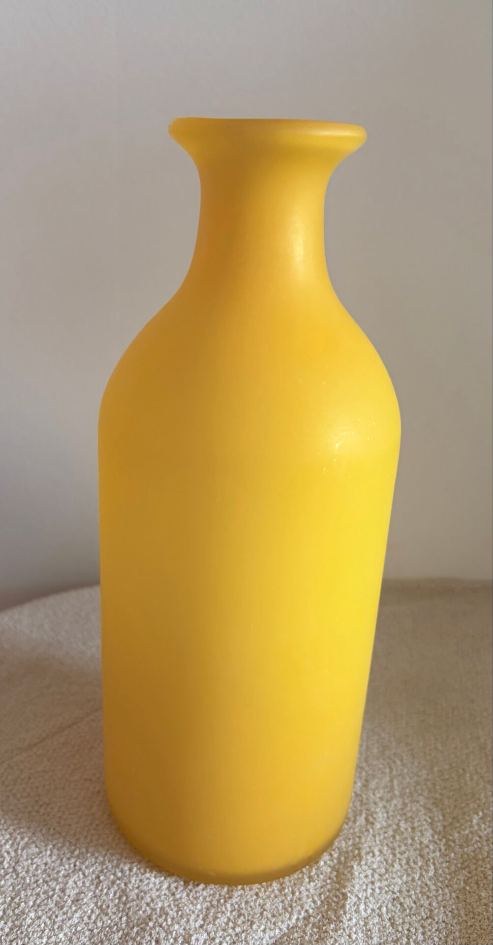 Vintage Hand-Blown Yellow Frosted Satin Glass Apothecary Vase - 1970s