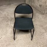 Steel fabric chair with sled legs from the 70s