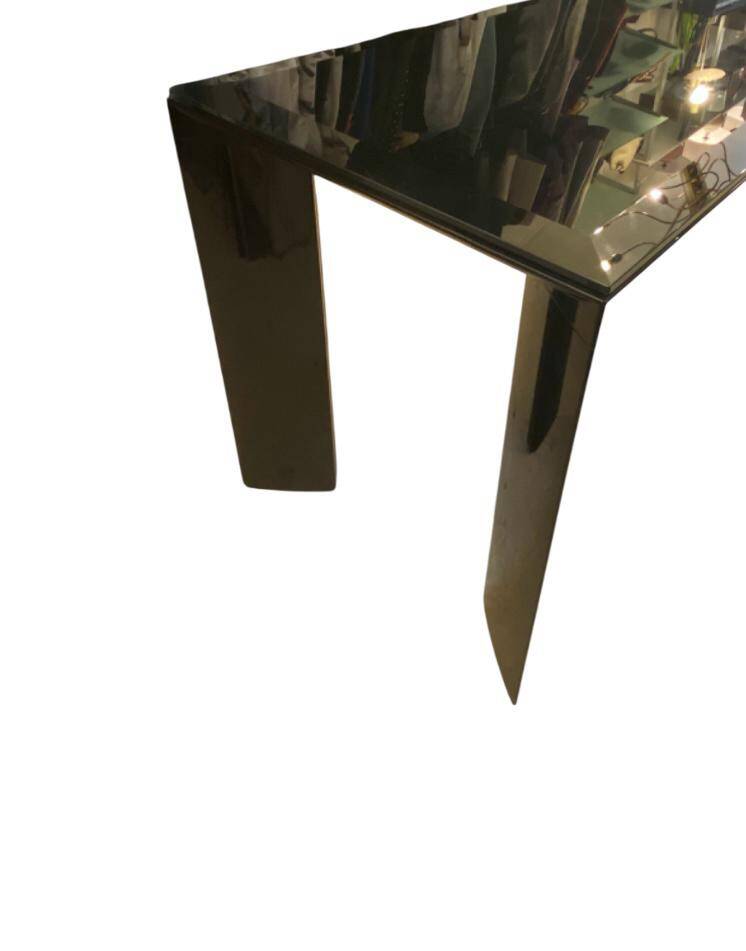 Mid Table / Console - Lacquered aluminium and black tinted glass - Italian design