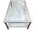1970s living room table, brushed aluminium and gold metal, bevelled glass.