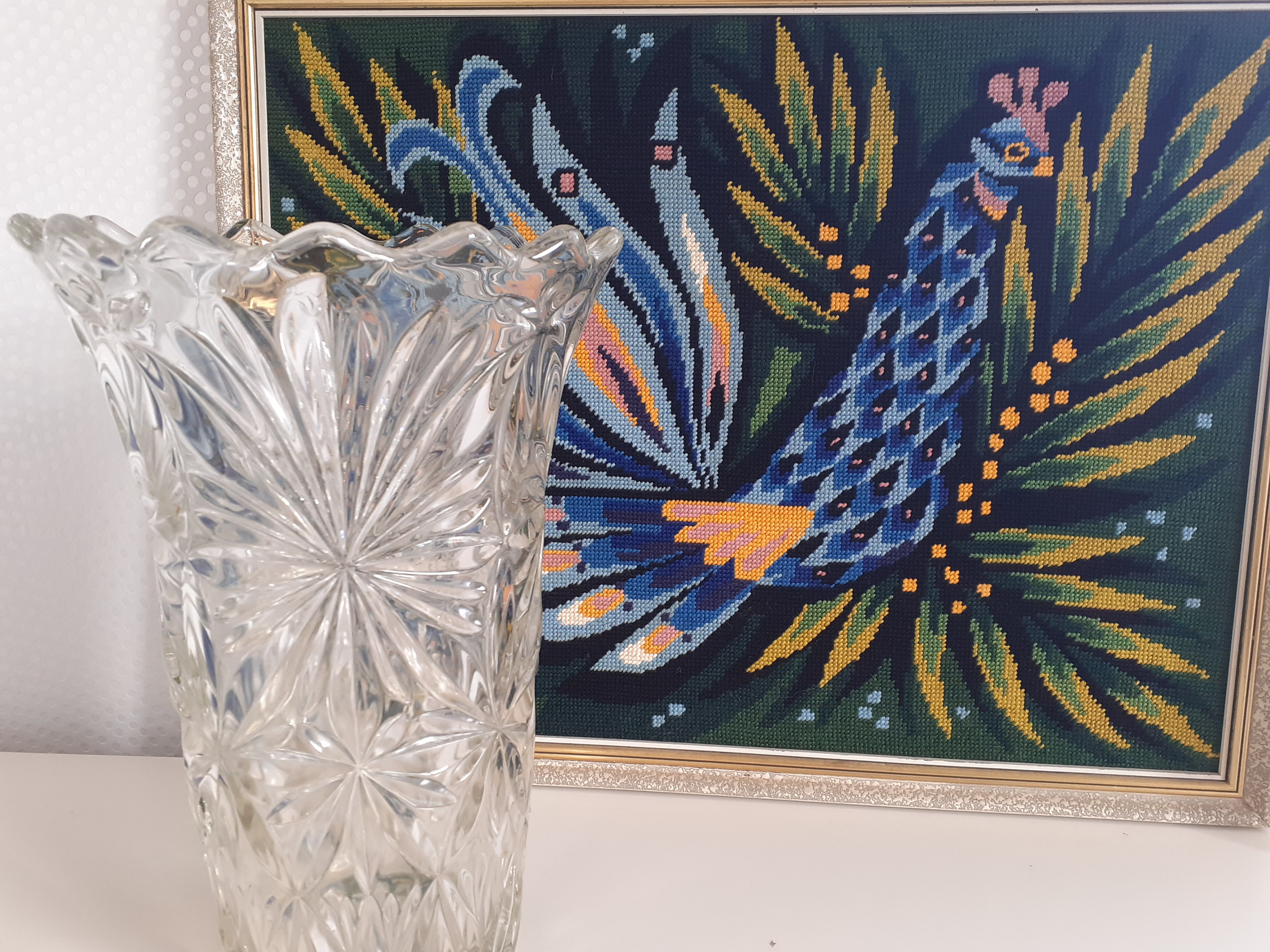 Carved crystal vase