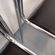 Set of 6 vintage Italian stackable chairs in chrome metal and skai.