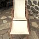 Deckchair with extension chaise longue, in wood and fabric