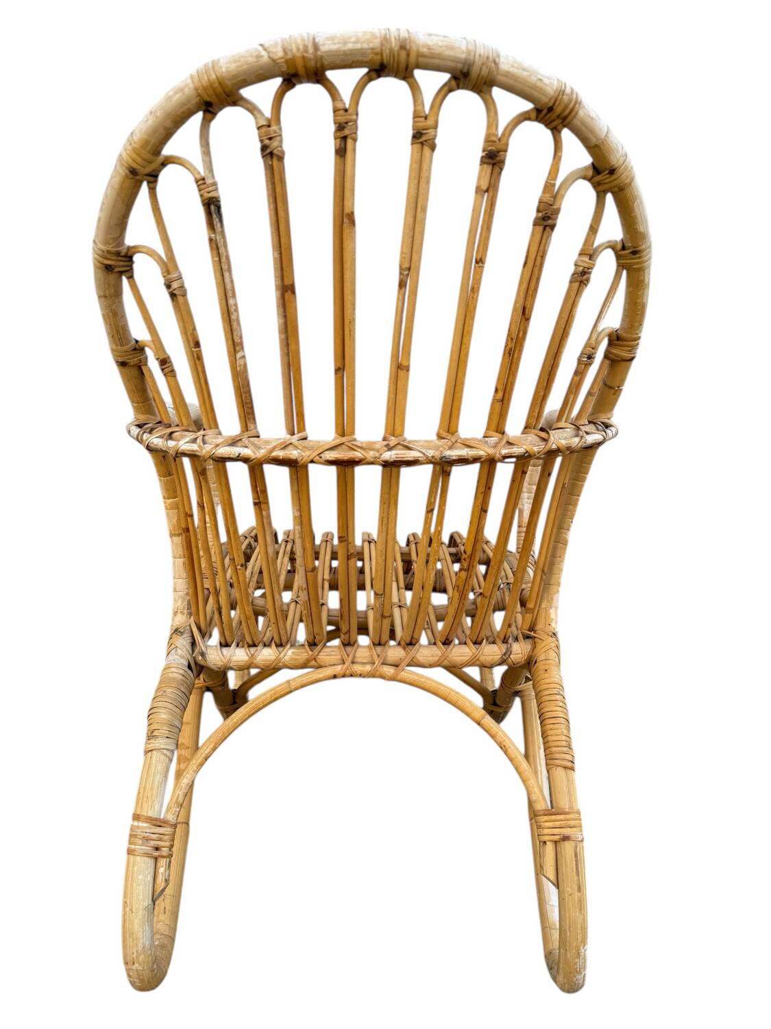 Fauteuil en rotin des années 50 Pays-Bas