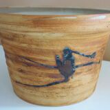 Ceramic "tachiste" flowerpot, signed La Poterie du colombier, the dove, 1970s