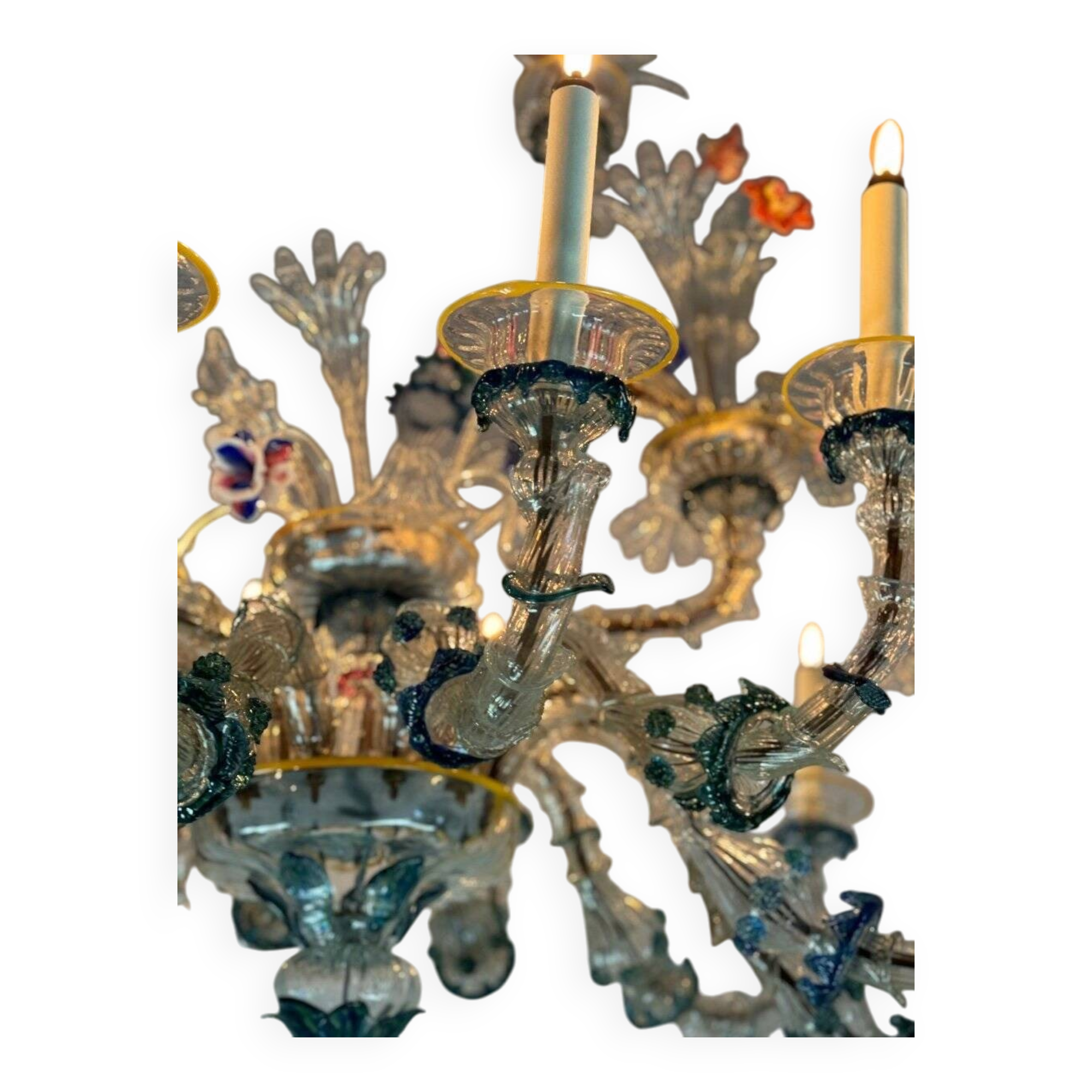 Rezzonico Gondola Chandelier In Multicolored Murano Glass Circa 1900