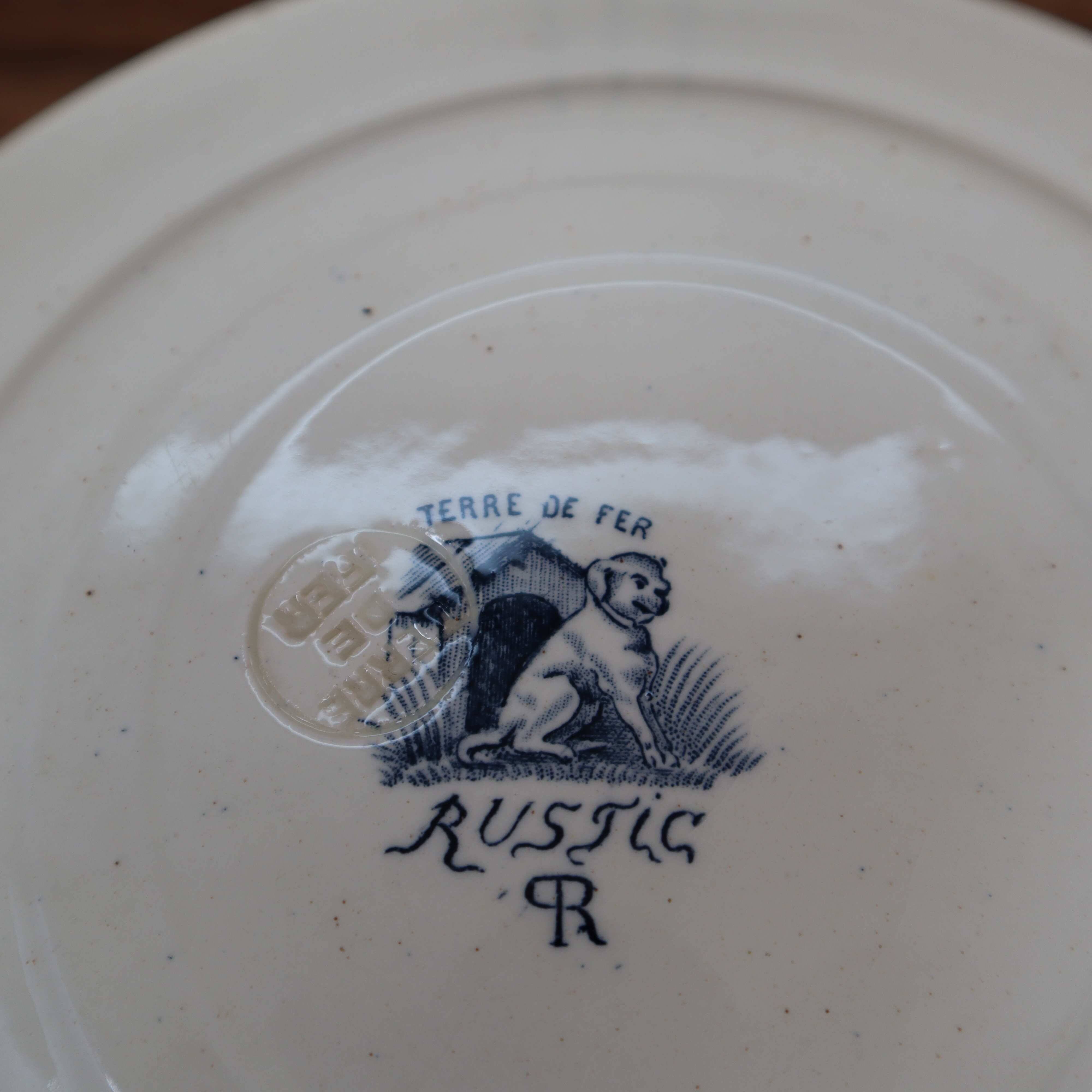 Rustic blue and white ironstone plate, duck and countryside decor