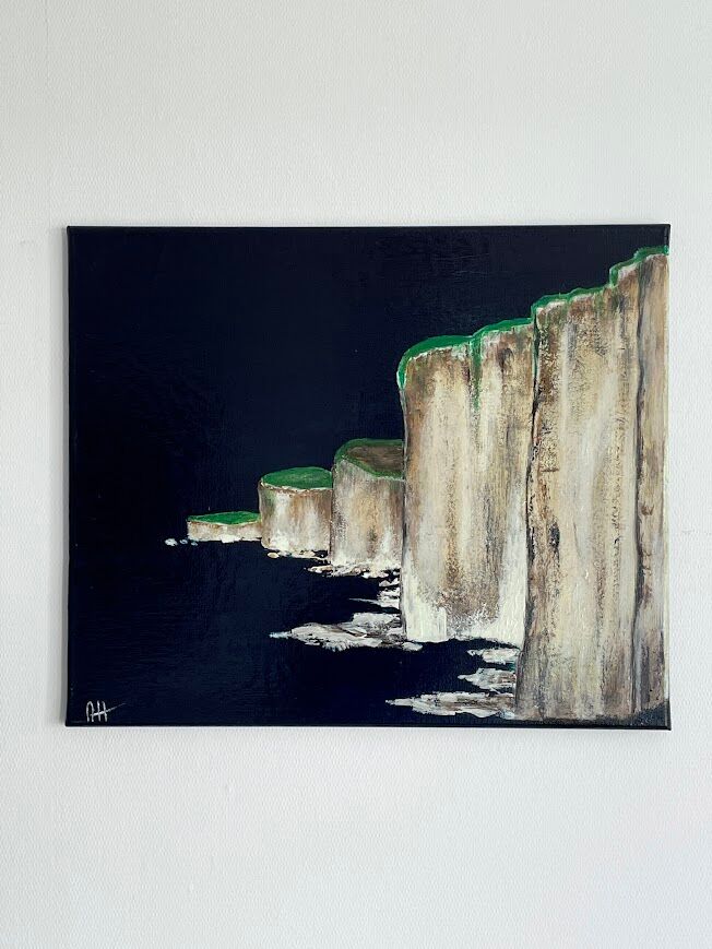 Acrylic painting painting "Cliffs in the night"