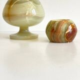 2 70s design onyx candle holders