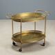 Vintage double-tier brass serving trolley, 1950s design.