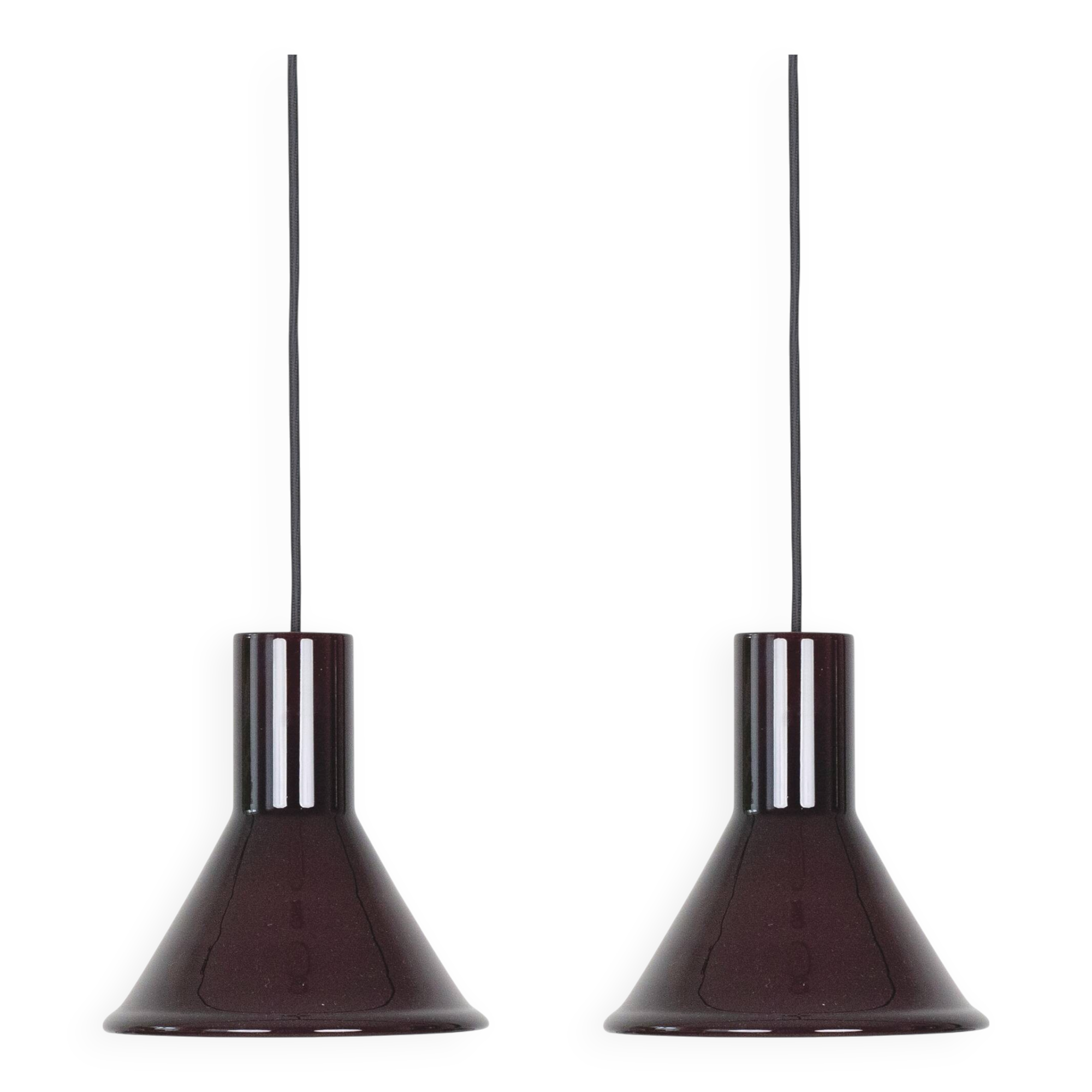 Pair of 2 Danish vintage lamps PT by Michael Bang for Holmegaard, 1970s