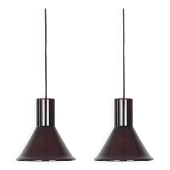 Pair of 2 Danish vintage lamps PT by Michael Bang for Holmegaard, 1970s