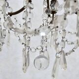 Bronze chandelier with crystal pendants circa 1950, 5 lights, H = 81 cm