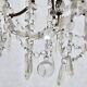 Bronze chandelier with crystal pendants circa 1950, 5 lights, H = 81 cm