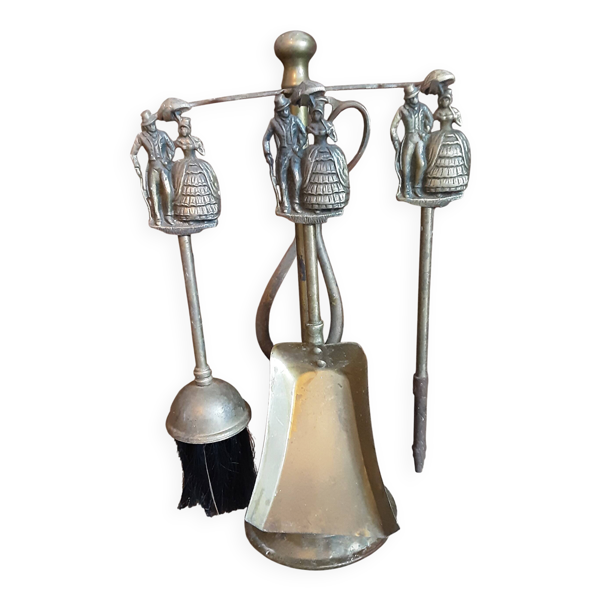 Fireplace accessory set brass