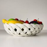 Vintage Italian ceramic fruit basket from the mid-20th century, 1980s.