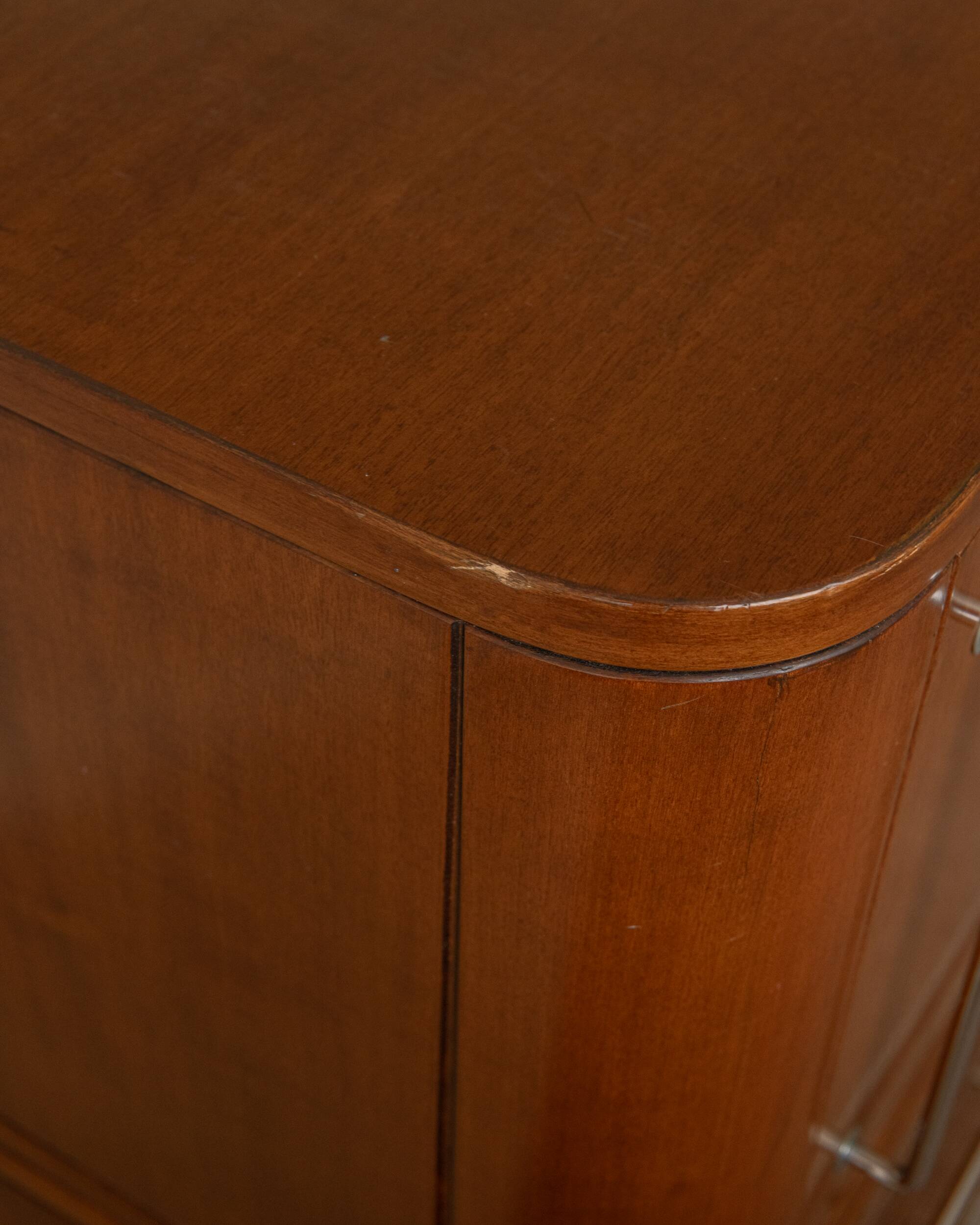 Art Deco Italian Wood Cabinet With Chrome Details, 1930s