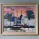 1954 swedish vintage coastal oil painting
