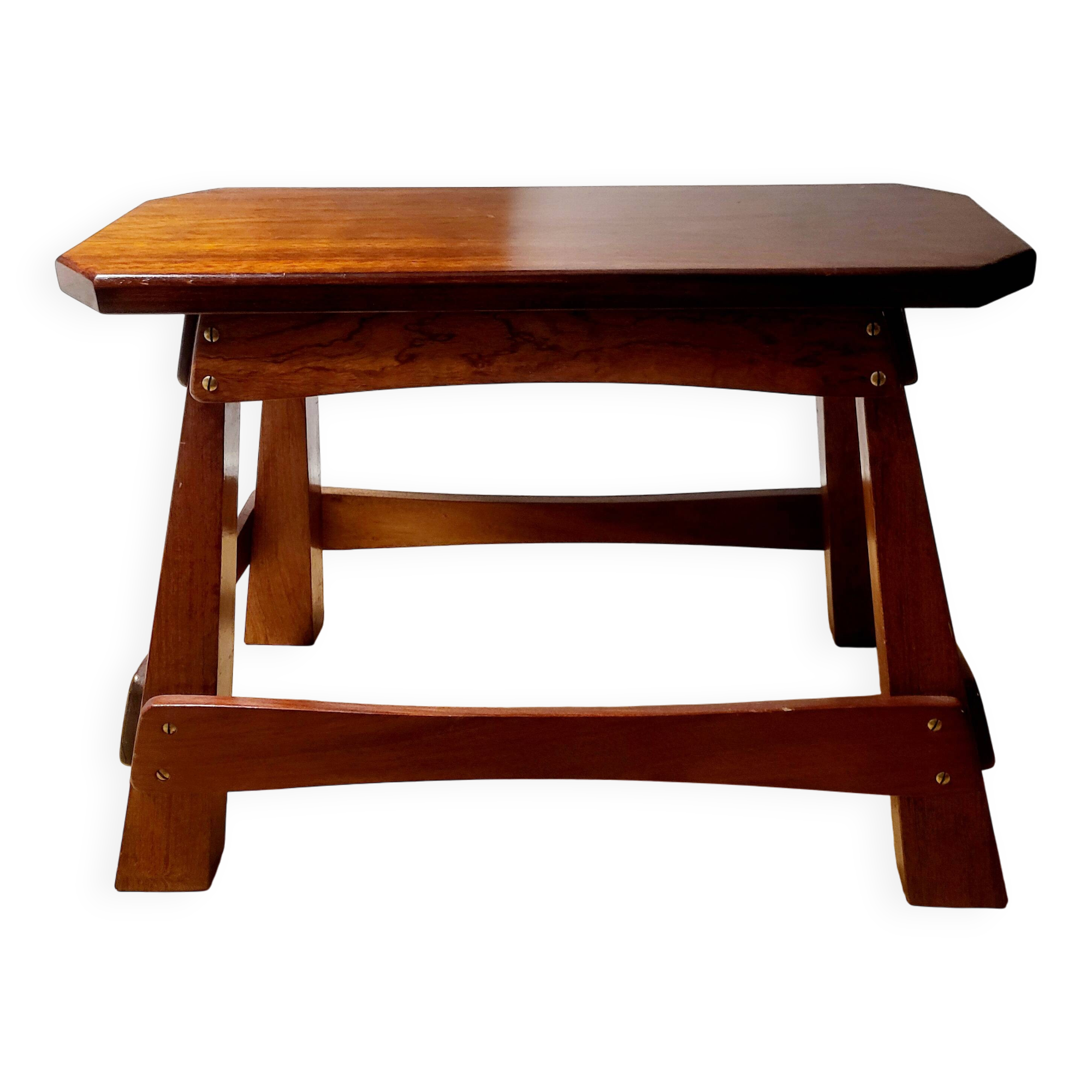 Vintage houten authentiquek zitbankje, 70 cm
