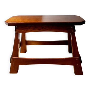 Vintage houten authentiquek zitbankje, 70 cm