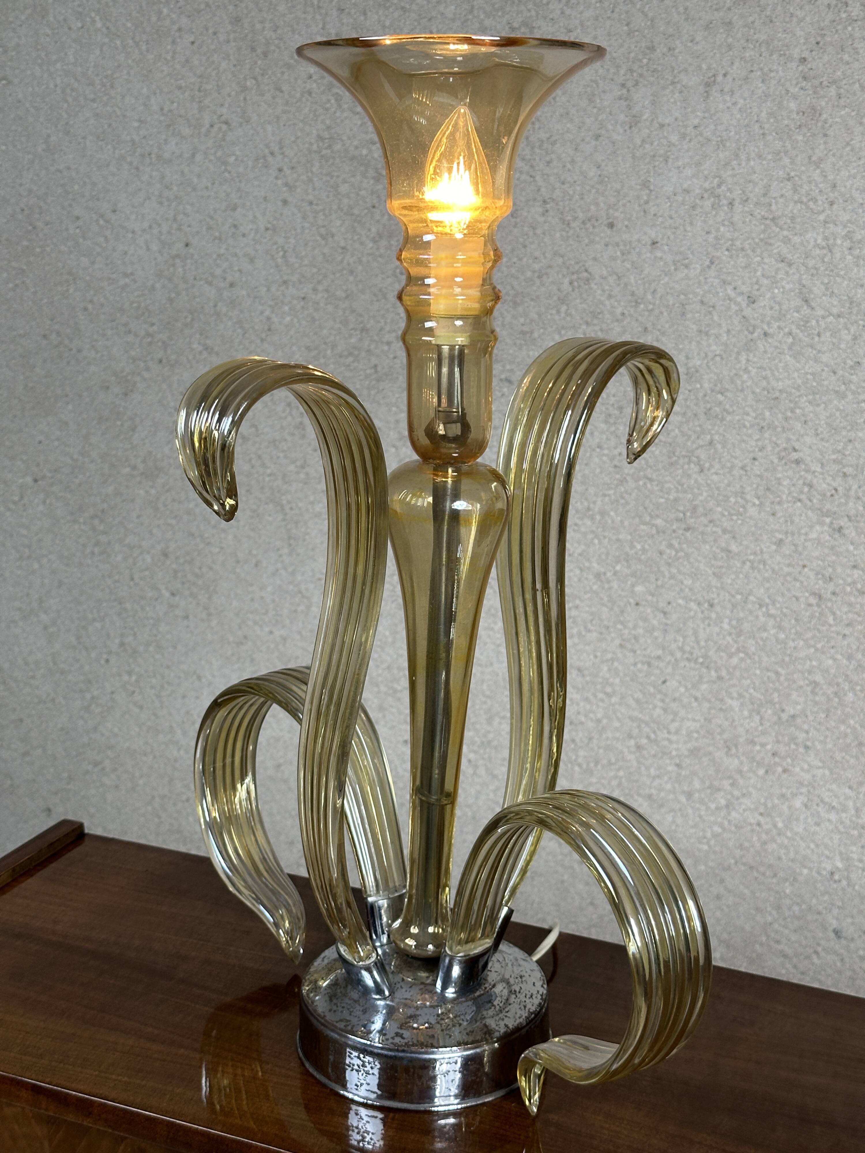 Murano glass sculpture lamp – attributed to Galliano Ferro, 1970s