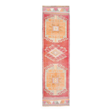 3x11 Tile Red Turkish Runner, Handmade Wool Runner Rug, 96x337Cm