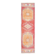 Tapis de couloir turc rouge en laine fait main, 96 x 337 cm, motif carreaux