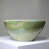 Wabi-Sabi handcrafted ceramic bowl in celadon green, 20th-19th century.