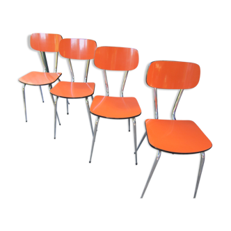 4 orange formica chairs