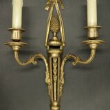 Pair of large Louis XVI style 19th century knot wall lights - bronze