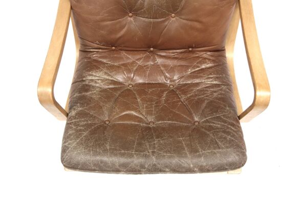 Fauteuil scandinave en cuir, Karl-Erik Ekselius, JOC Vetlanda, Suède, 1960
