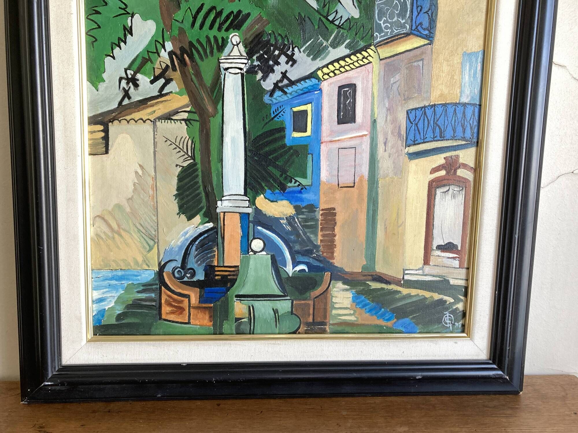 Huile sur toile La fontaine de Vence de Dufy 1921