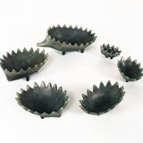 1970s Walter Bosse Style 6-Piece Hedgehog Ashtray / Dish Set