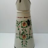 Broc émaillée beige décor " fleurs"